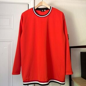 ROKIT London red crew neck side stripe athletic sporty long sleeve shirt